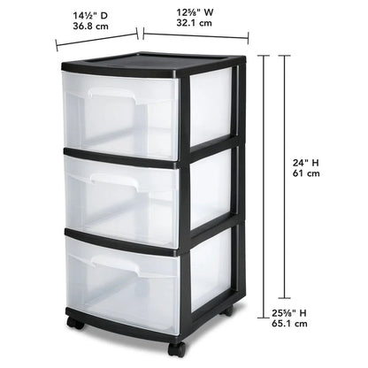 3 Drawer Plastic Rolling Storage Cart  Clear Drawer Organizer For Bedroom Kitchen Bathroom Or Craft 2