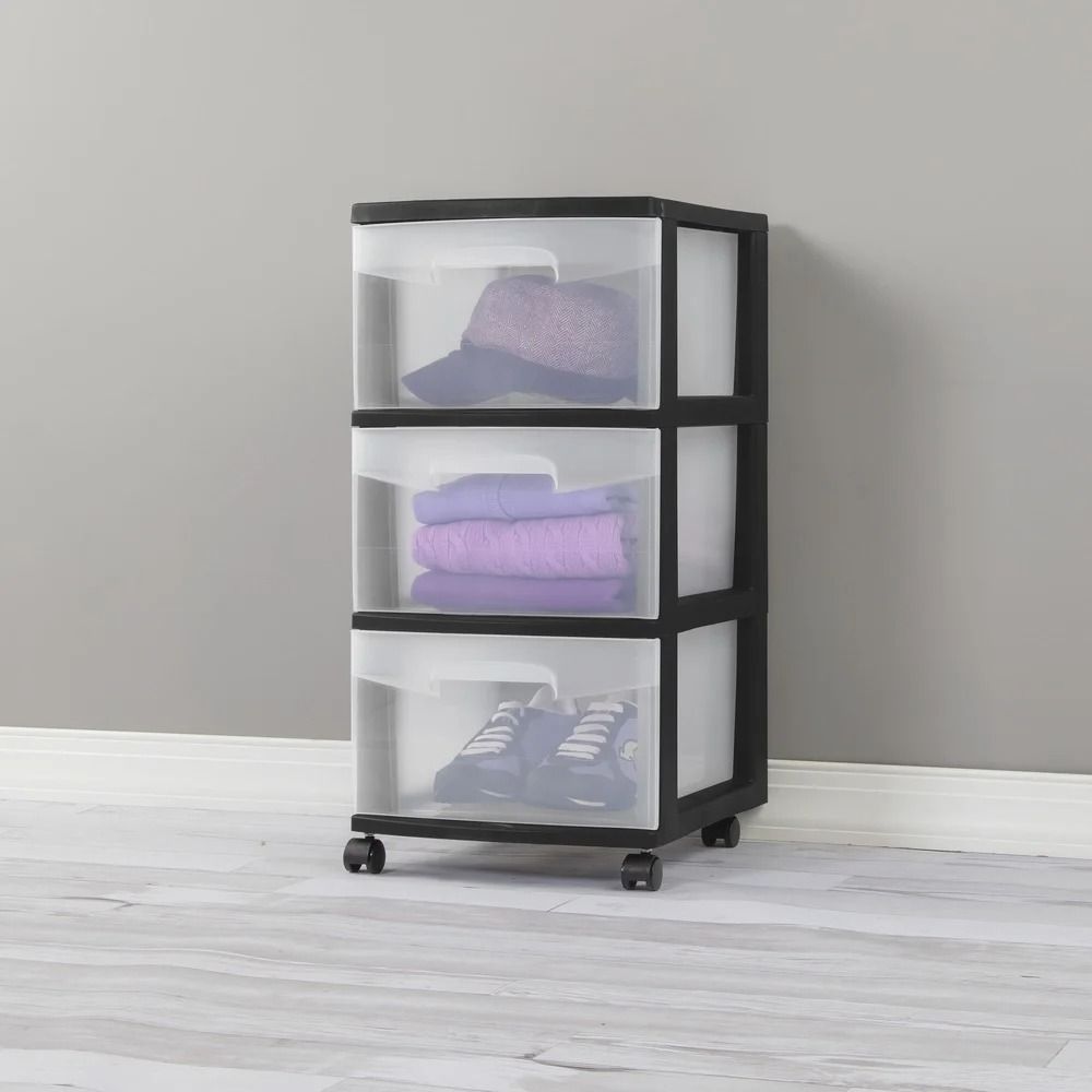3 Drawer Plastic Rolling Storage Cart  Clear Drawer Organizer For Bedroom Kitchen Bathroom Or Craft 4