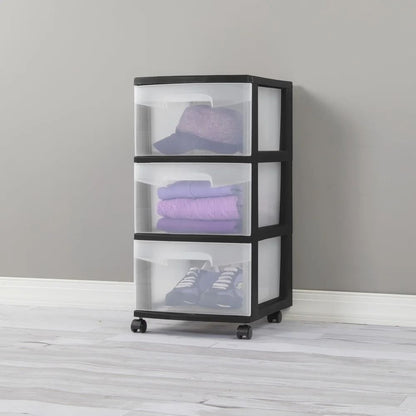 3 Drawer Plastic Rolling Storage Cart  Clear Drawer Organizer For Bedroom Kitchen Bathroom Or Craft 4