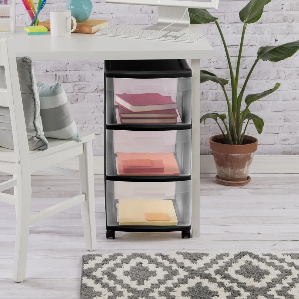 3 Drawer Plastic Rolling Storage Cart  Clear Drawer Organizer For Bedroom Kitchen Bathroom Or Craft 5