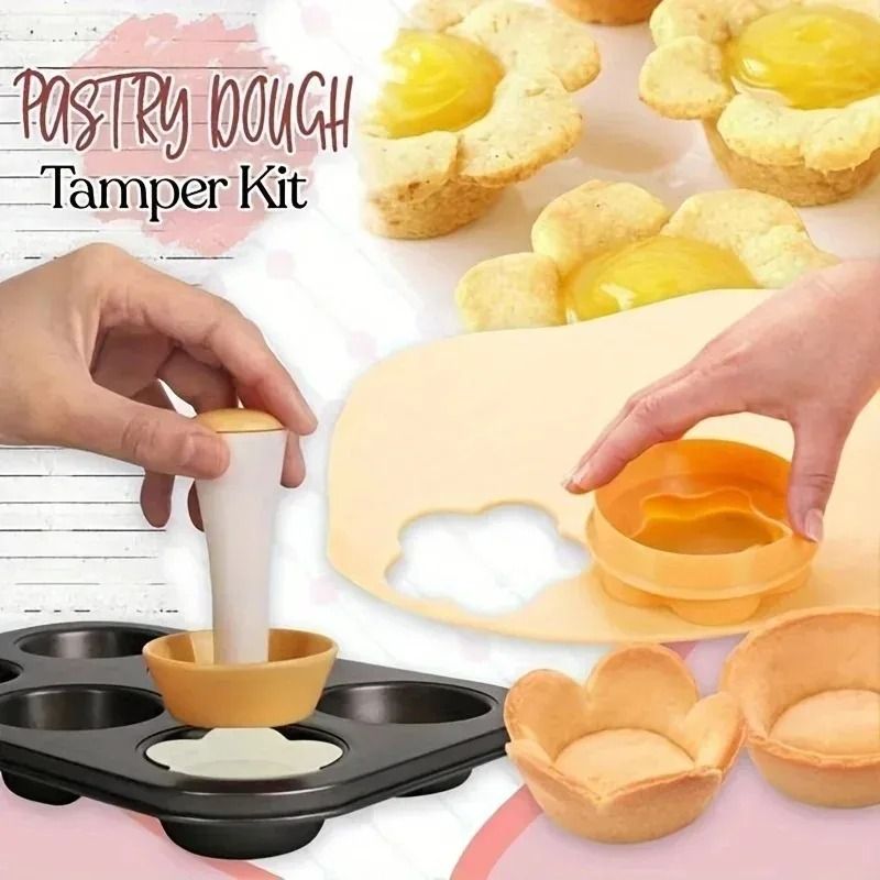 Pastry Dough Tamper Set Flower Shaped Cutter Cake Mold 4
