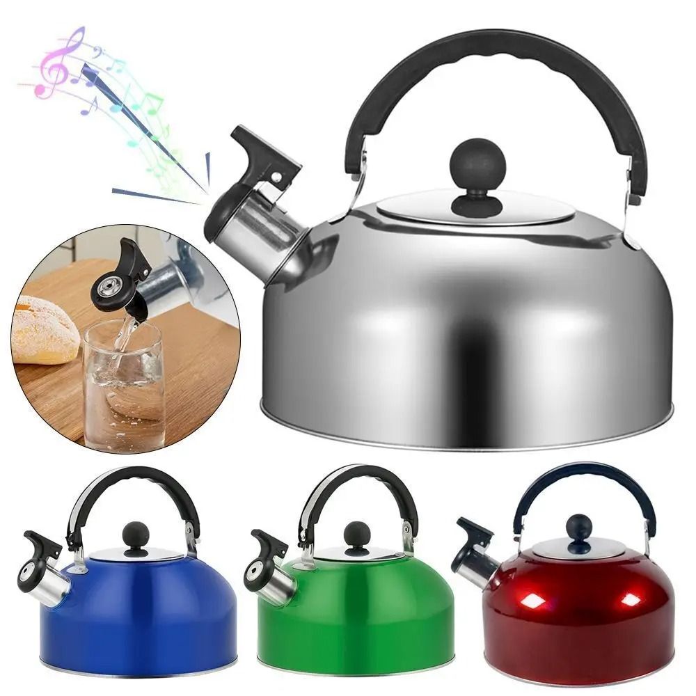 3L Stainless Steel Whistling Teapot – Portable Stove Kettle with Heat-Resistant Handle for Camping, Hiking and Home Use