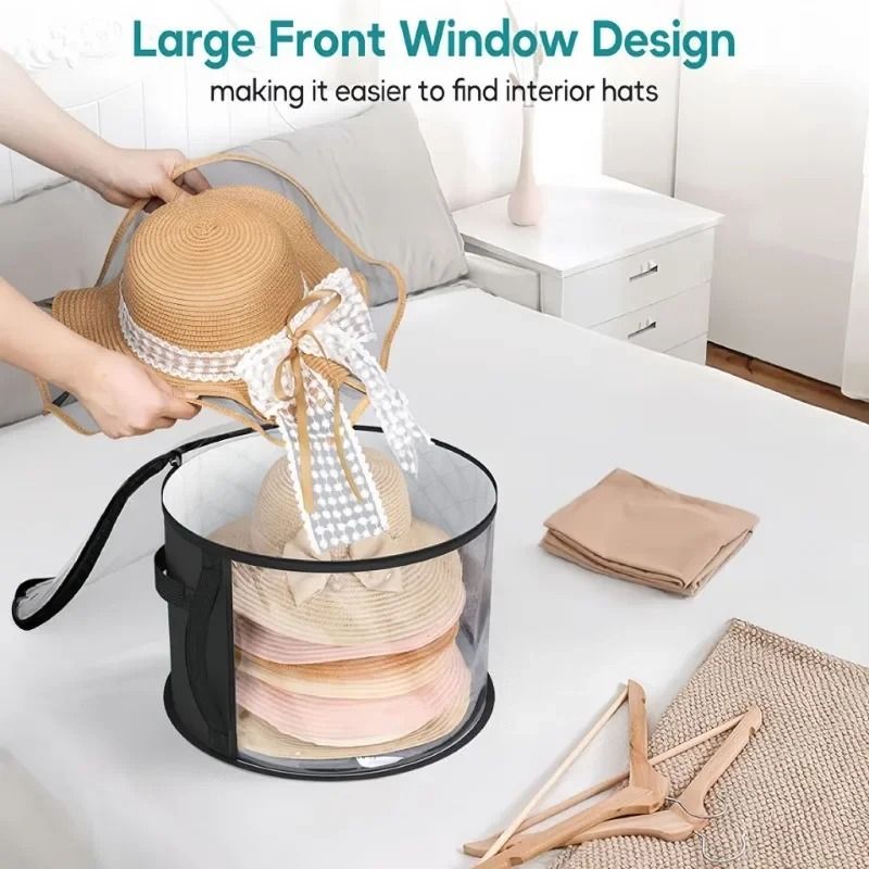 Foldable Hat Storage Box Large Capacity Organizer With Clear Window And Zipper Closure 2