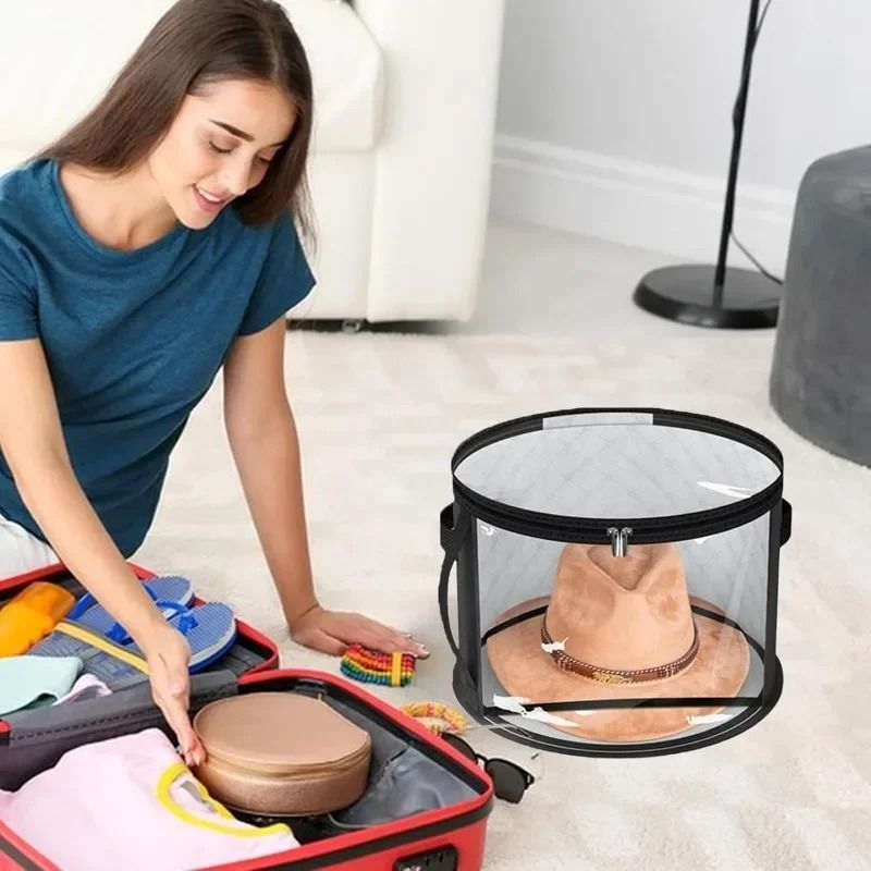 Foldable Hat Storage Box Large Capacity Organizer With Clear Window And Zipper Closure 4