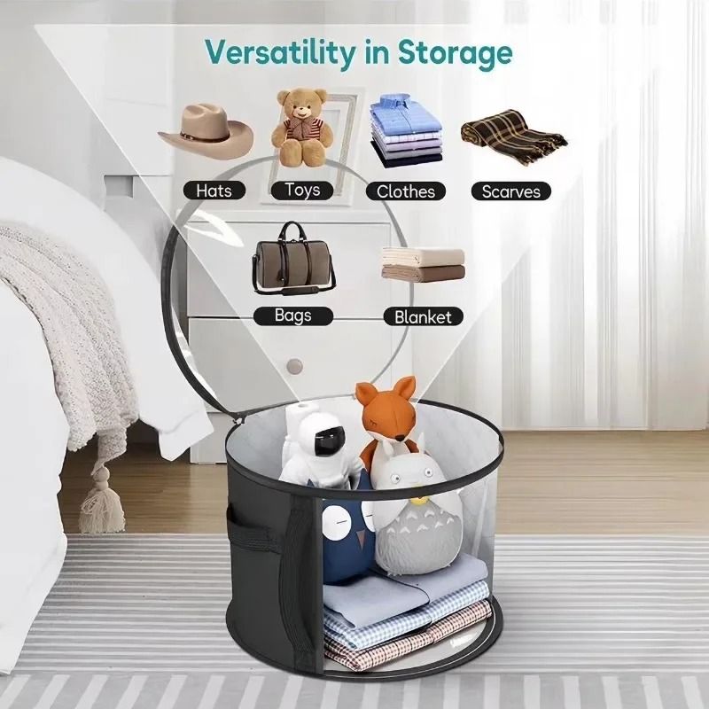 Foldable Hat Storage Box Large Capacity Organizer With Clear Window And Zipper Closure 5