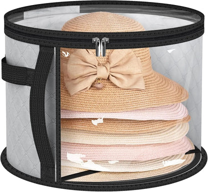 Foldable Hat Storage Box Large Capacity Organizer With Clear Window And Zipper Closure 8