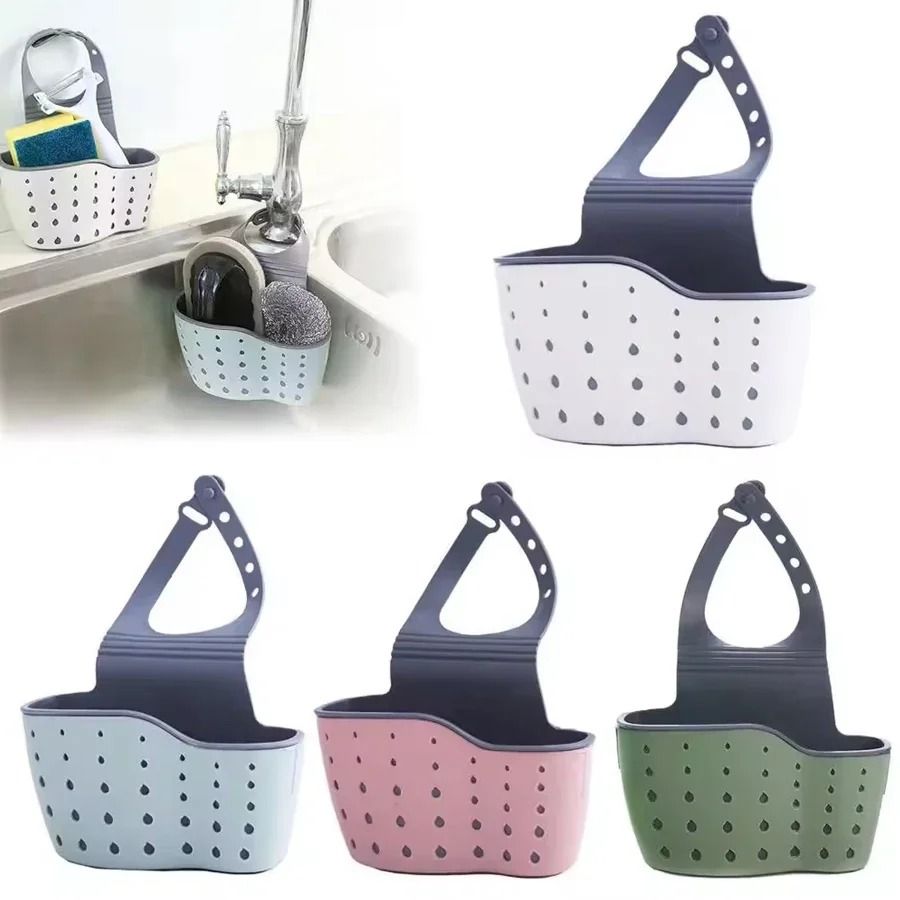 Adjustable Sink Drain Basket Hanging Storage Organizer for Kitchen and Bathroom
