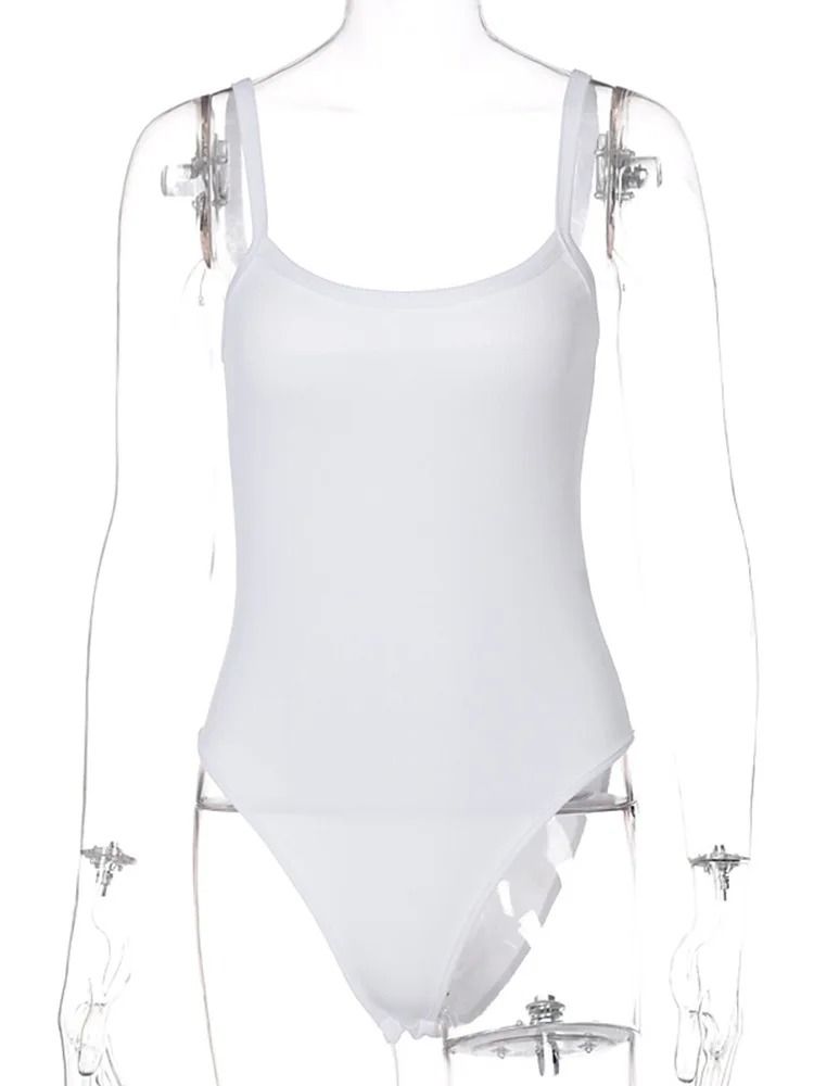 Solid Bodycon Sexy Bodysuit Casual Basic White Summer Bodysuit Women Tops Sleeveless Sheer Slim Jum 5