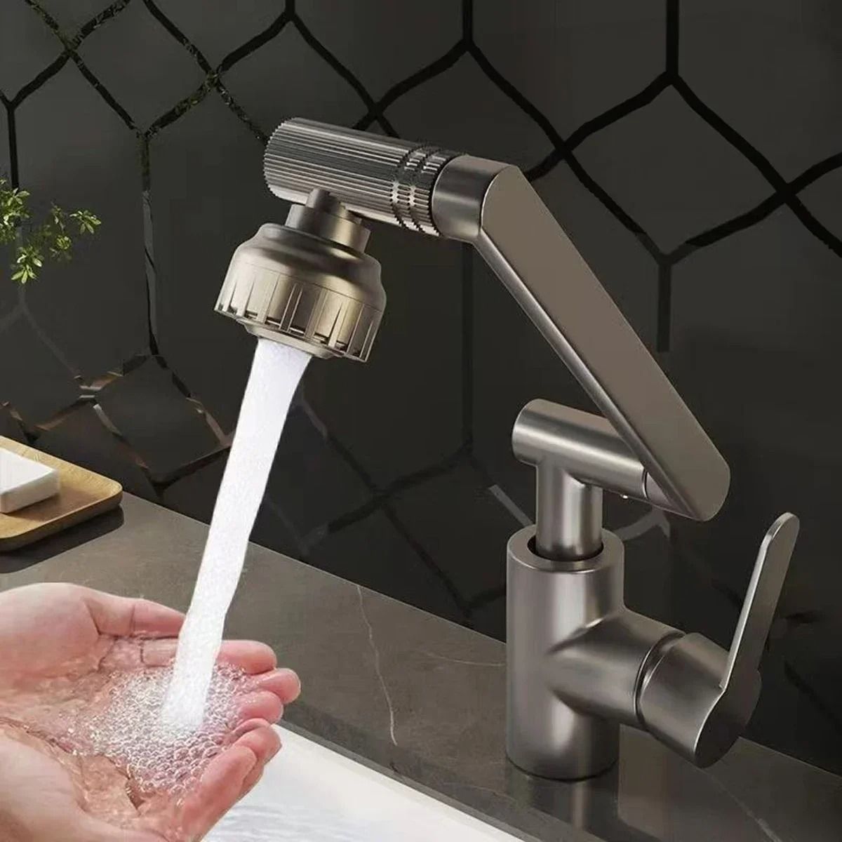 Rotating Dual-Mode Hot and Cold Faucet – Adjustable Mechanical Arm Kitchen and Bathroom Basin Tap