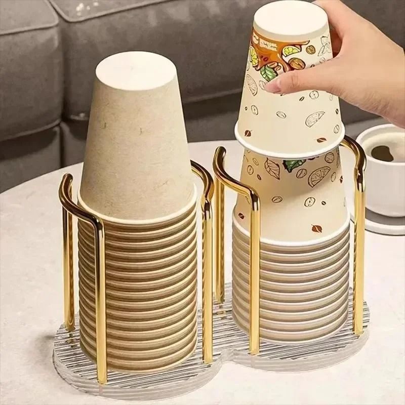 Luxury Disposable Cup Storage Holder  Water And Tea Cup Organizer Rack With Long Stick Display Stan 2