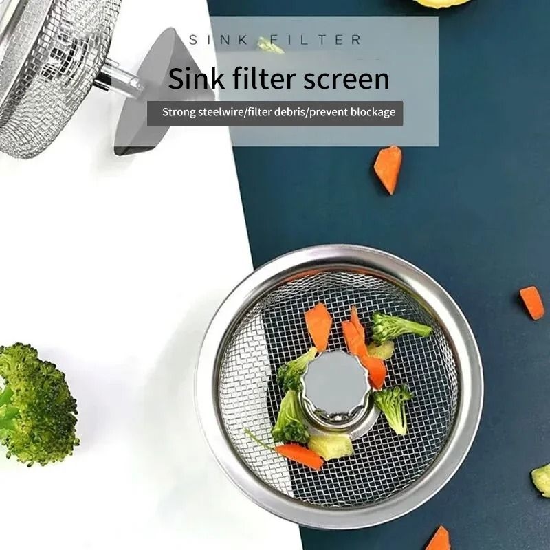 Stainless Steel Sink Filter Stopper  2in1 Drain Strainer Plug With Handle For Kitchen And Washbasin 4