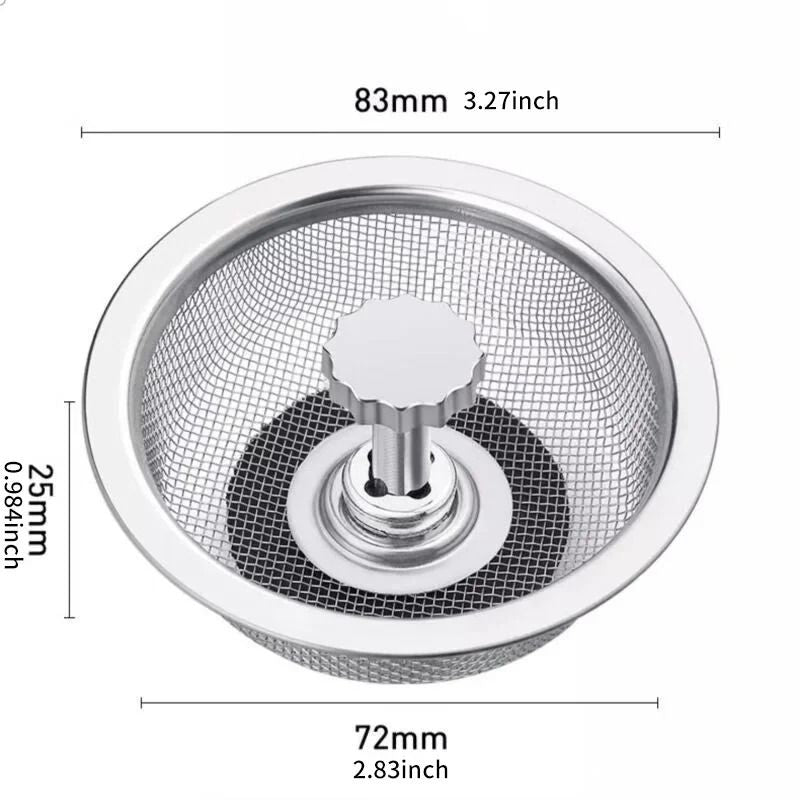 Stainless Steel Sink Filter Stopper  2in1 Drain Strainer Plug With Handle For Kitchen And Washbasin 6