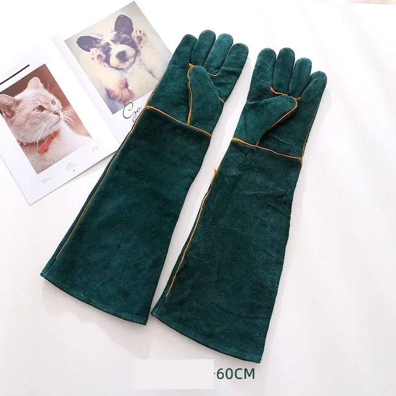 BiteProof Animal Handling Gloves  Reinforced Leather Safety Gloves For Dog Cat And Snake Grooming 3