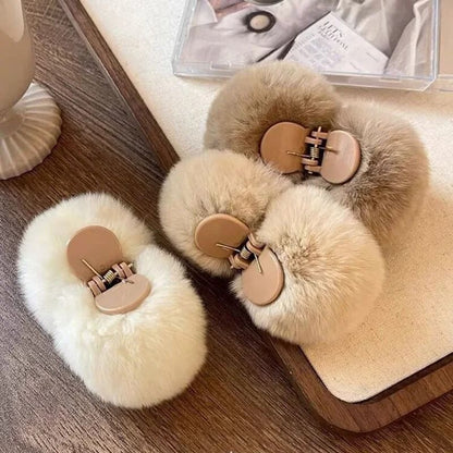Cute Rabbit Plush Hair Claw Clip  Soft Pom Pom Bunny Hairpin For Women And Girls 1