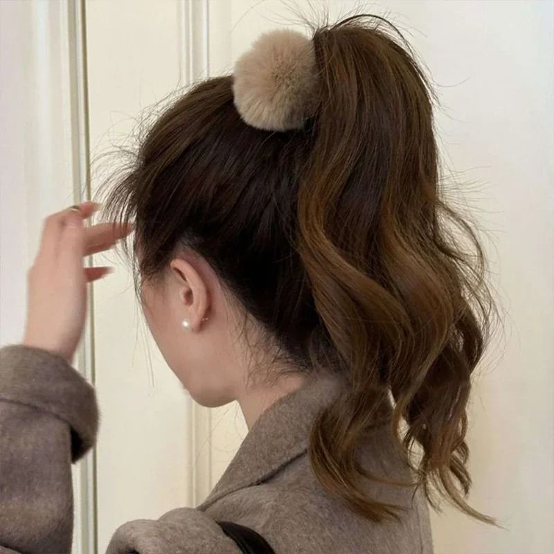 Cute Rabbit Plush Hair Claw Clip  Soft Pom Pom Bunny Hairpin For Women And Girls 2