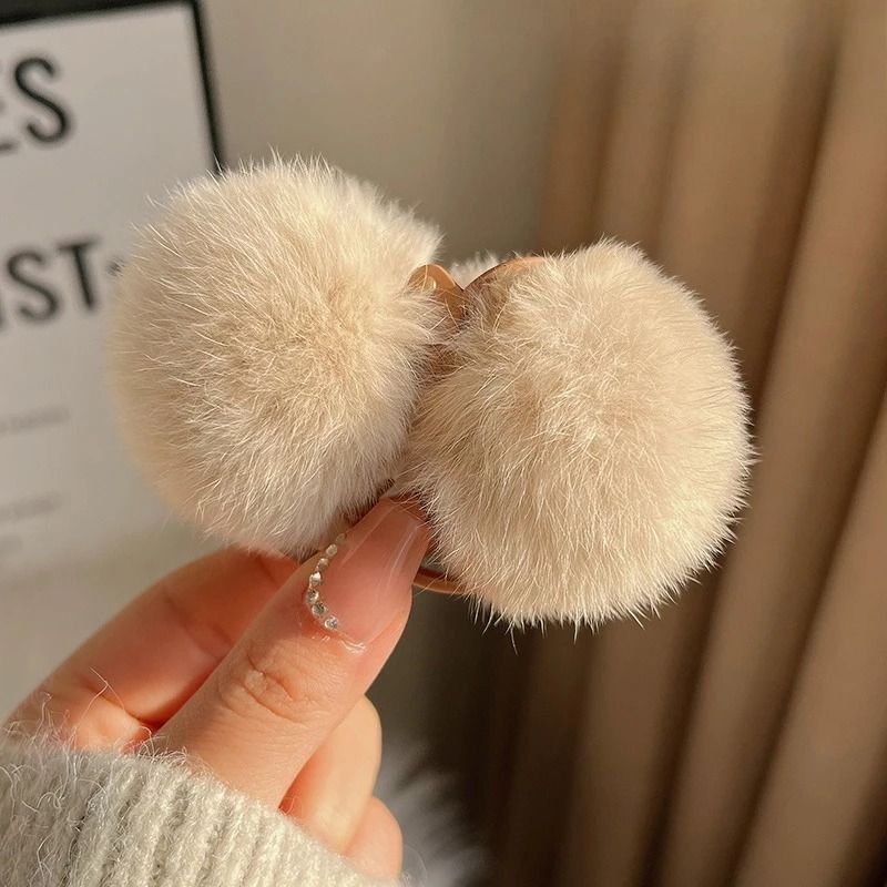 Cute Rabbit Plush Hair Claw Clip  Soft Pom Pom Bunny Hairpin For Women And Girls 7
