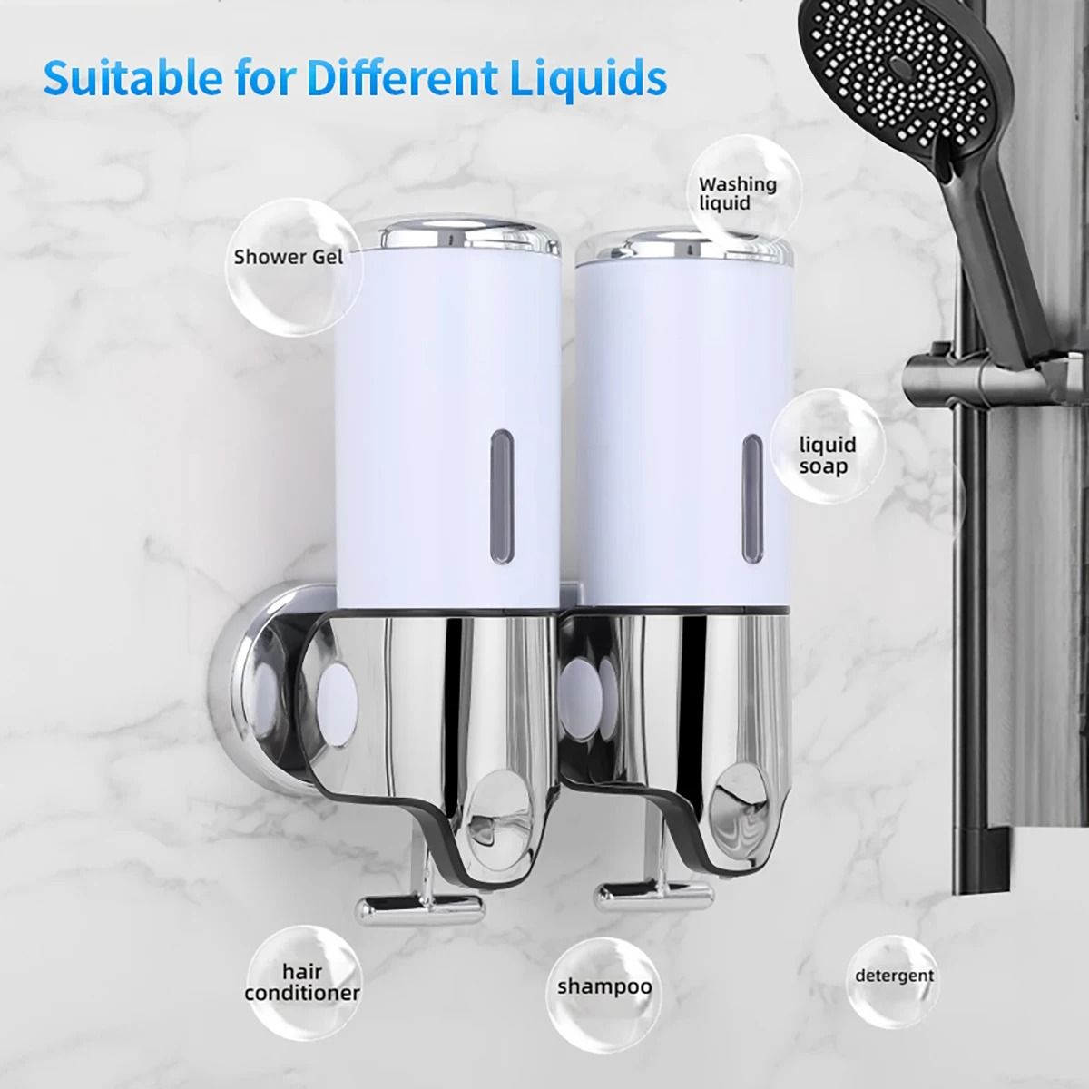 WallMounted Soap And Shampoo Dispenser  500ML Manual Press Bathroom Organizer With Single Double Or 2