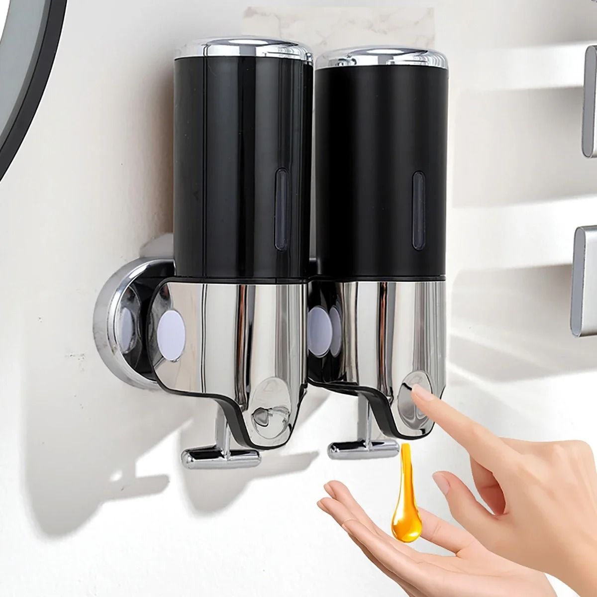 WallMounted Soap And Shampoo Dispenser  500ML Manual Press Bathroom Organizer With Single Double Or 3