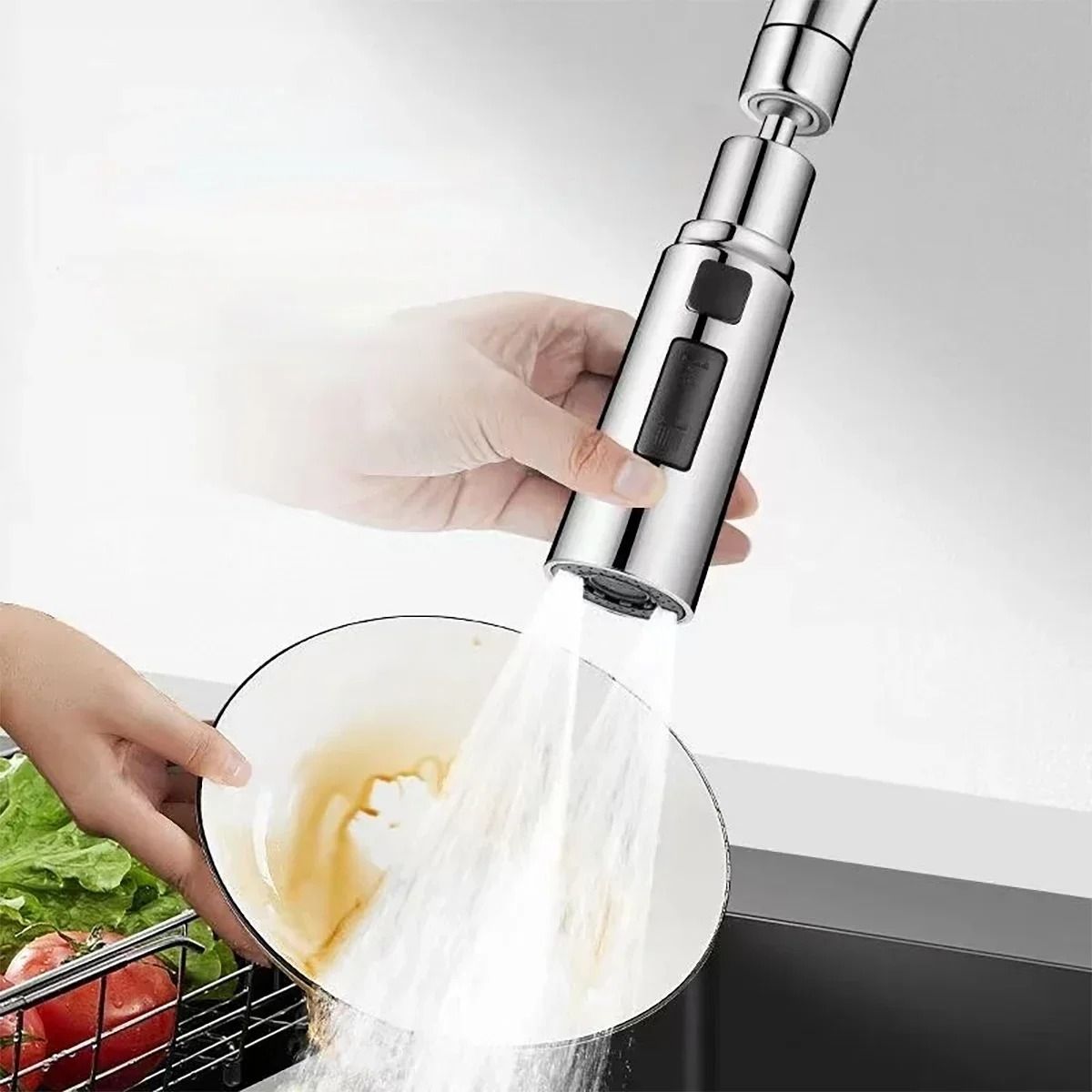Universal 720 Degree Swivel Kitchen Faucet Sprayer Three Mode Adjustable Water Flow Tap Extender Wi 1
