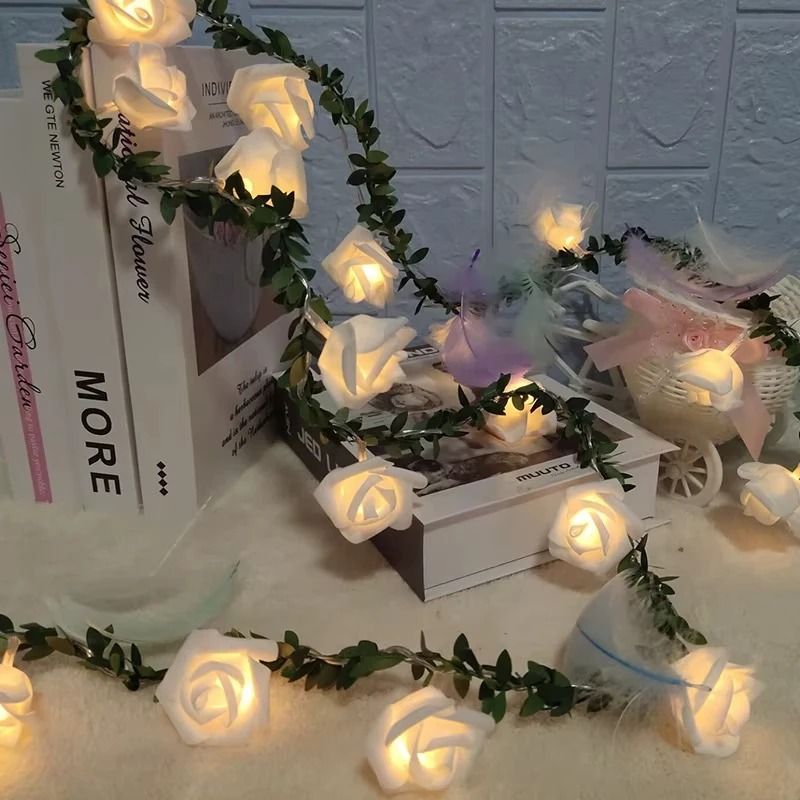 Artificial Rose Ivy Vine LED String Fairy Light Garland For Bedroom Wall Wedding Valentines Day Par 1