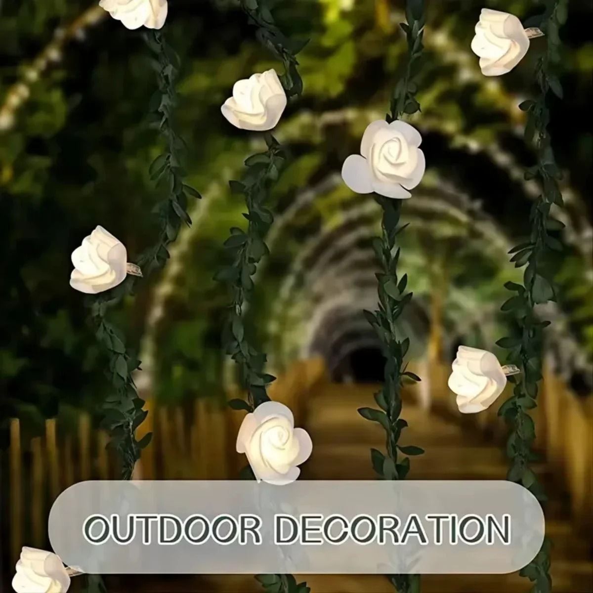 Artificial Rose Ivy Vine LED String Fairy Light Garland For Bedroom Wall Wedding Valentines Day Par 5