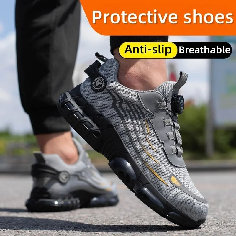 Rotating Button Safety Work Shoes For Men Durable Protective AntiImpact SlipResistant Work Boots 2