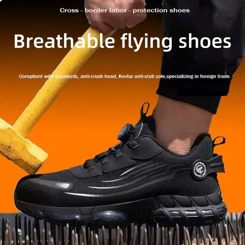 Rotating Button Safety Work Shoes For Men Durable Protective AntiImpact SlipResistant Work Boots 3