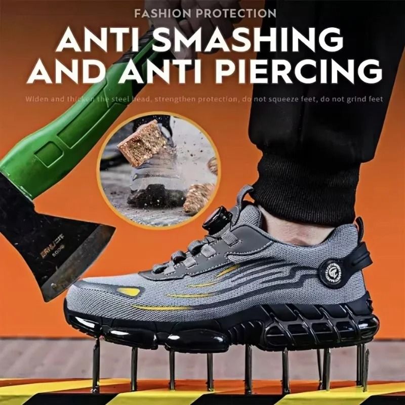 Rotating Button Safety Work Shoes For Men Durable Protective AntiImpact SlipResistant Work Boots 5