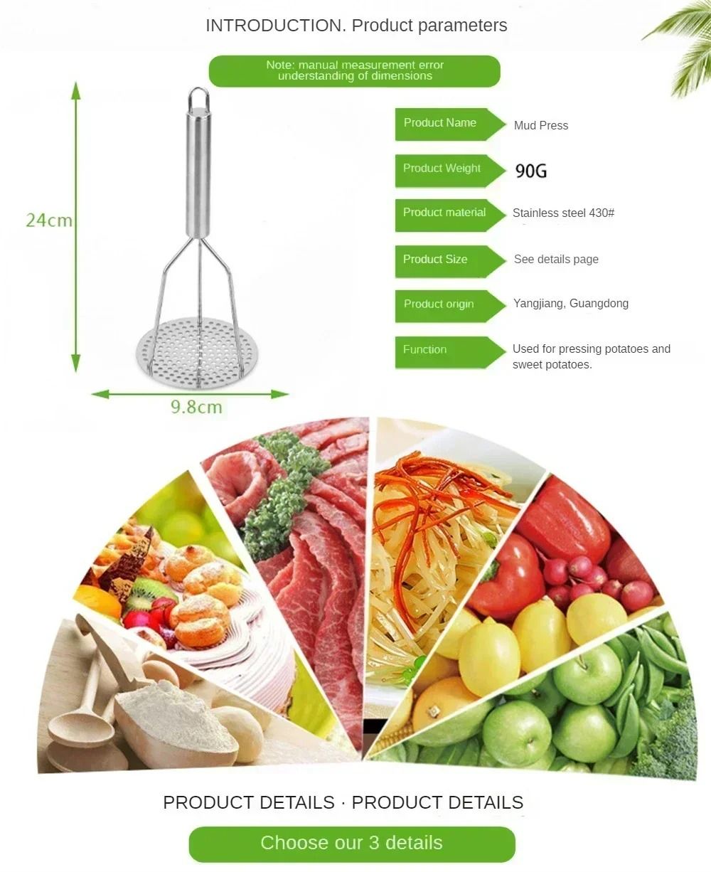 Stainless Steel Potato And Vegetable Masher For Kitchen Cooking 5