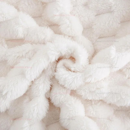 Super Soft Flannel Throw Blanket Silky Fleece 3D Cloud Jacquard Lightweight Bed Blanket For All Sea 5