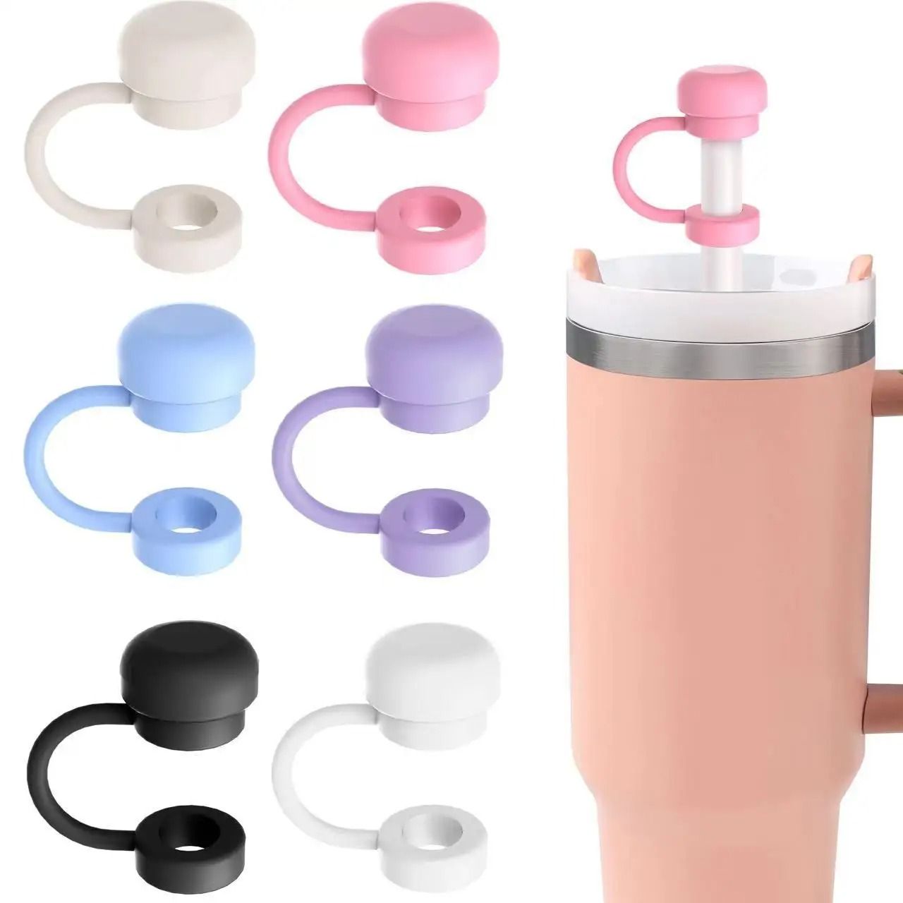 Great Cup Accessory Straw Cover Cap Cup Spill Stopper Silicone Tumblers Straw Topper Reusable Leak  3