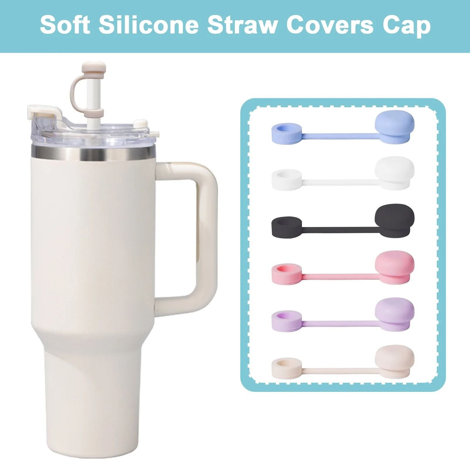 Great Cup Accessory Straw Cover Cap Cup Spill Stopper Silicone Tumblers Straw Topper Reusable Leak  4