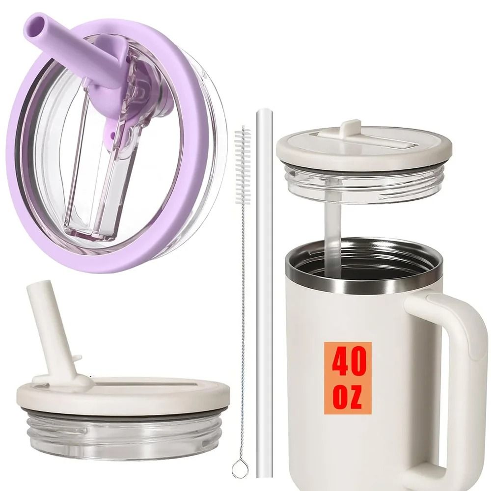 Tumbler Lid Replacement with Flip Straw Leak Proof Spill Proof Cup Cover for 40oz Tumblers