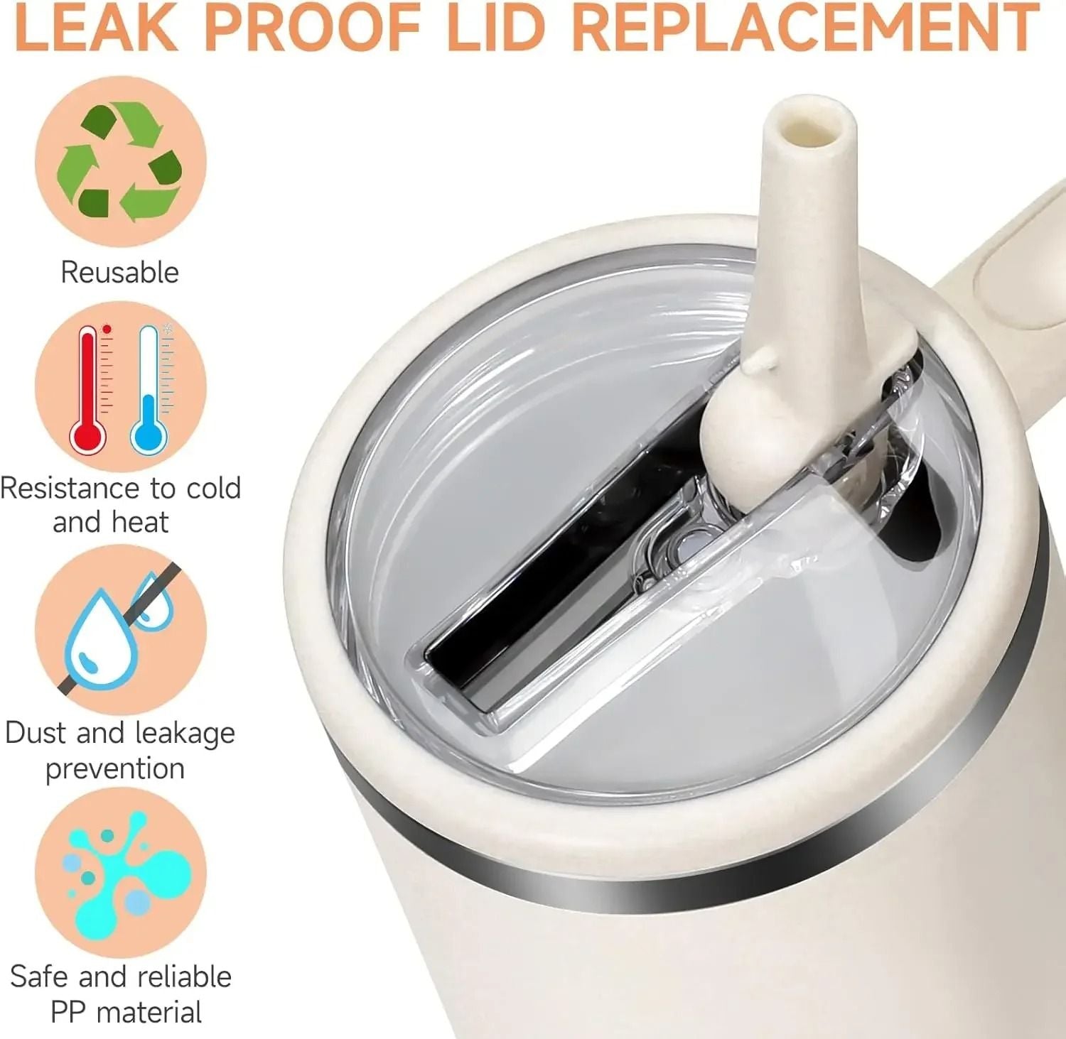 Tumbler Lid Replacement With Flip Straw Leak Proof Spill Proof Cup Cover For 40oz Tumblers 2