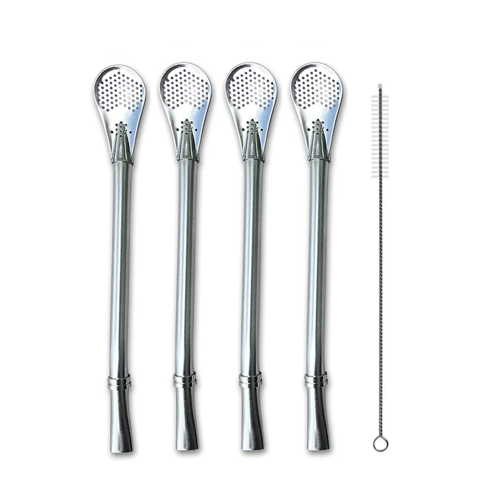 Reusable Stainless Steel Yerba Mate Straw Filter Set With Cleaning Brush 6