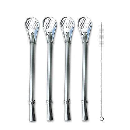 Reusable Stainless Steel Yerba Mate Straw Filter Set With Cleaning Brush 6