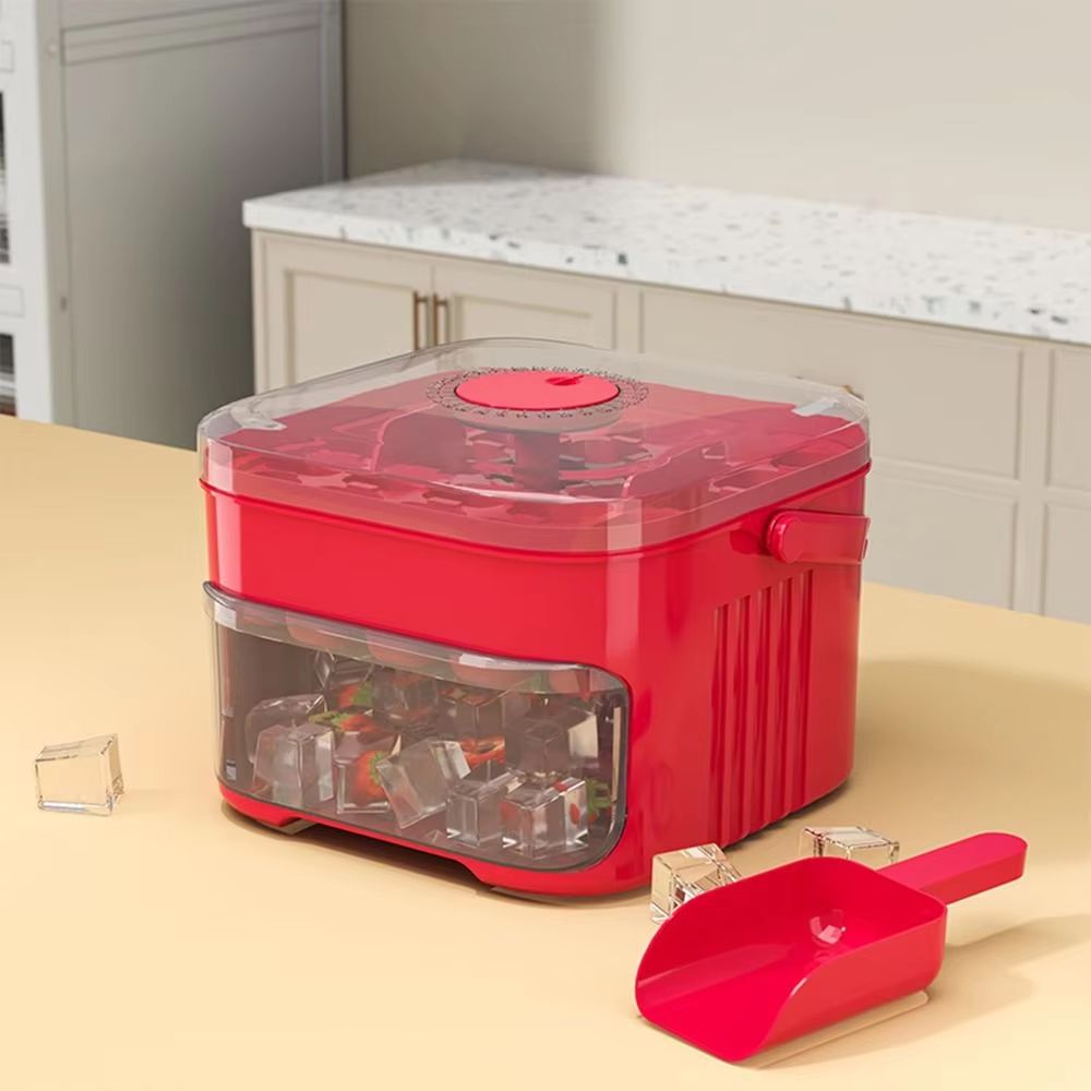 ClearFlow 50Cube DoubleLayer Ice Maker  EasyPress Lid Ice Storage For Refrigerator 4