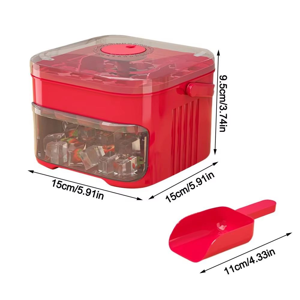 ClearFlow 50Cube DoubleLayer Ice Maker  EasyPress Lid Ice Storage For Refrigerator 5