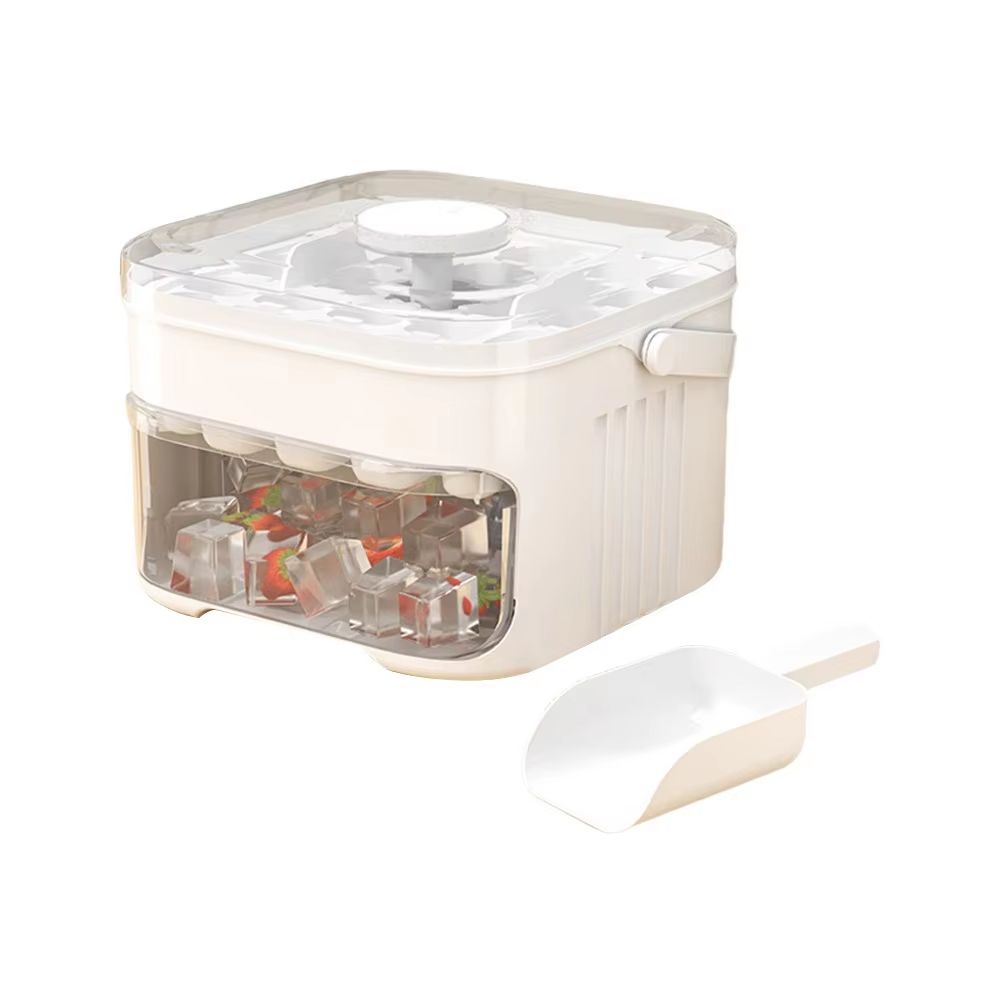 ClearFlow 50Cube DoubleLayer Ice Maker  EasyPress Lid Ice Storage For Refrigerator 6