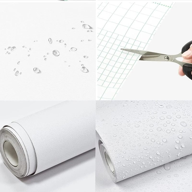 Waterproof Matte White Self Adhesive Vinyl Wallpaper for Wall and Furniture Decoration