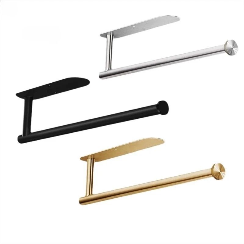 Stainless Steel No Punch WallMounted Tissue Holder Toilet Kitchen Roll Dispenser 4