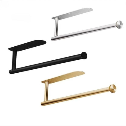 Stainless Steel No Punch WallMounted Tissue Holder Toilet Kitchen Roll Dispenser 4