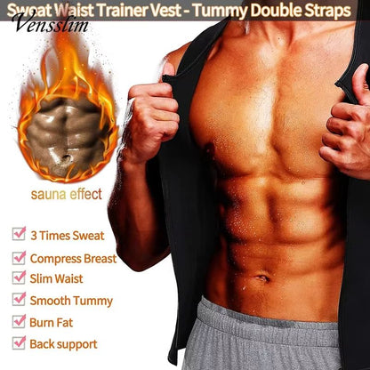 Vensslim Men Body Shaper Waist Trainer Vest  Slimming Compression Sauna Shirt For Fat Burn  Waist C 2