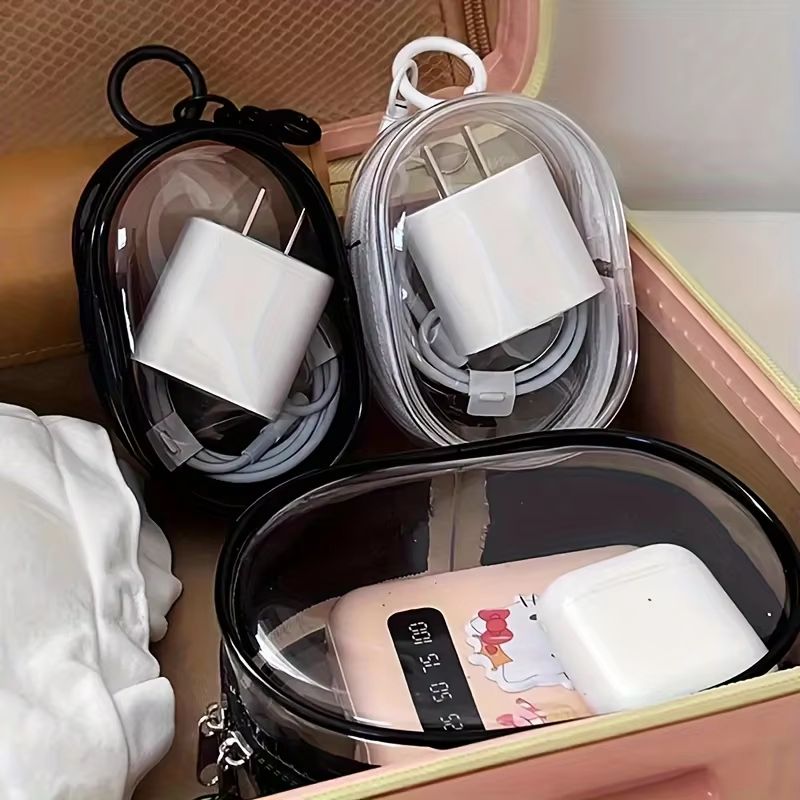 ClearTech Mini Transparent Zipper Pouch  Compact Organizer For Earphones Chargers  Accessories 1