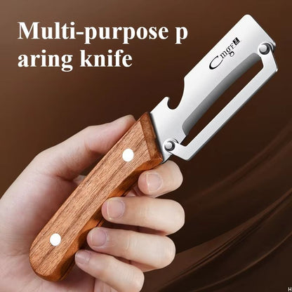 EverSharp WoodHandle Stainless Steel Peeler  Durable And Smooth Operation For Fruits  Vegetables 7