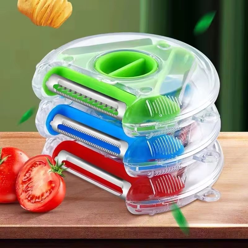 MultiCut 3in1 Magic Trio Peeler Set  Slicer Shredder Julienne Cutter For Fruits And Vegetables 6