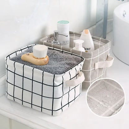 EcoStore Cotton & Hemp Storage Basket – Hand-Held Printed Tabletop Organizer for Fabric & Clothing