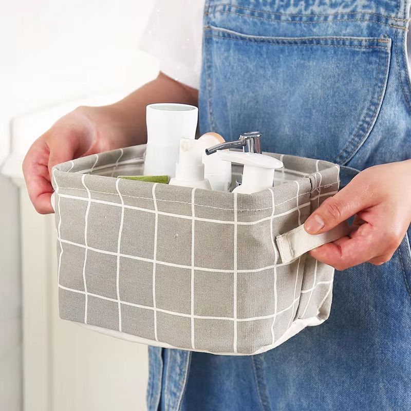 EcoStore Cotton  Hemp Storage Basket  HandHeld Printed Tabletop Organizer For Fabric  Clothing 2