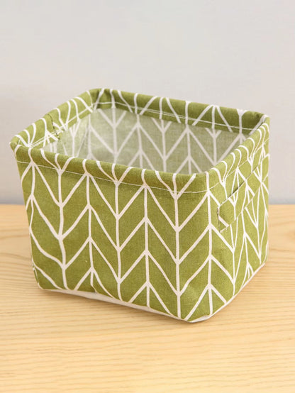 EcoStore Cotton  Hemp Storage Basket  HandHeld Printed Tabletop Organizer For Fabric  Clothing 7