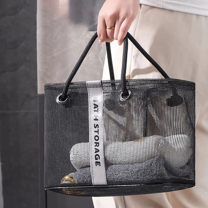 Eco Mesh 2-in-1 Collapsible Drain Basket – Portable Travel Toiletry & Swim Organizer Bag